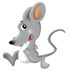 cartoon happy scene with cheerful smiling mouse on white background illustration for children