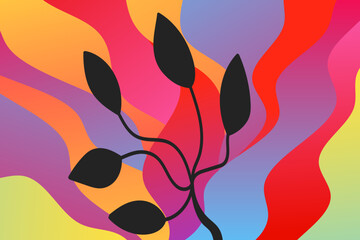 Naklejka premium Abstract vector color background with waves and twig.