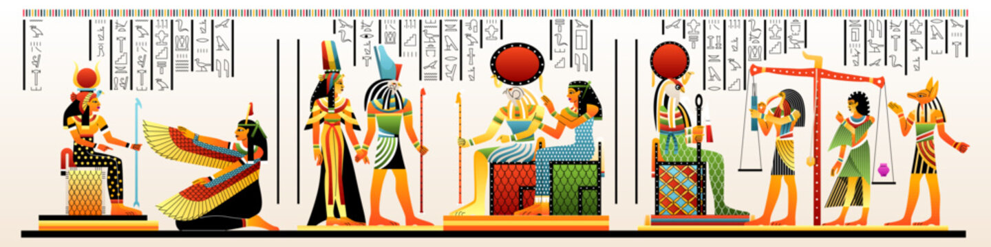 Egyptian papyrus with hieroglyphs