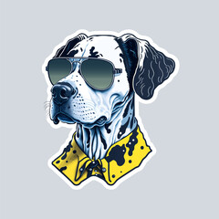 dalmatian dog wearing sunglasses sticker vector art