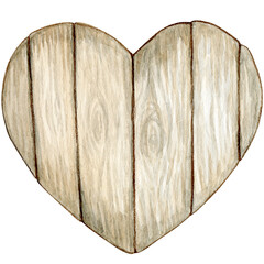 watercolor hand drawn rustic wooden heart