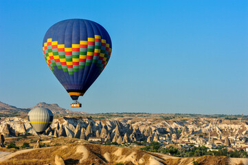 Cappadocia in Turkey with extraordinary hot air balloons in the sky