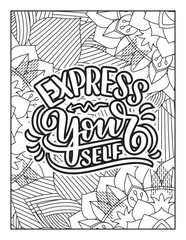 Affirmative quotes coloring page. Positive quotes. Good vibes. Coloring book for adults. Typography design. Hand drawn with inspiration word. Coloring for adult and kids. Quotes. Quotes Coloring.