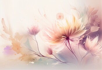 Fototapeta na wymiar Abstract floral background with watercolor effect by Generative AI