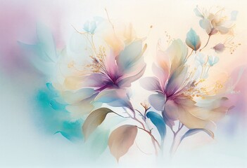 Abstract floral background with watercolor effect by Generative AI