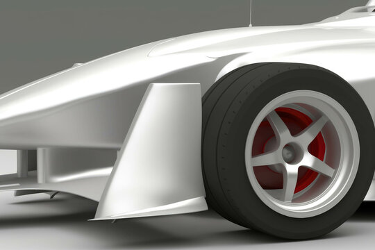 A frontview shot of a racing car cornering with its driver in focus. Speed drive concept. AI generation. Generative AI