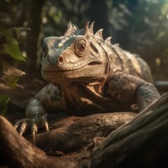 Fototapeta premium Iguana in natural habitat (generative AI)