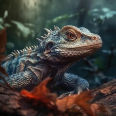 Fototapeta premium Lizard in natural habitat (generative AI)