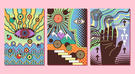 Set of abstract psychedelic posters