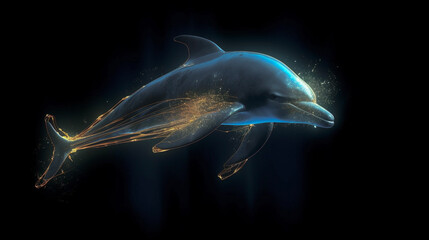 Dolphin in the sea swim