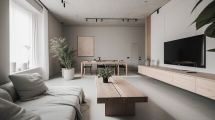 Fototapeta na wymiar Clean and minimalistic interior design. AI generated
