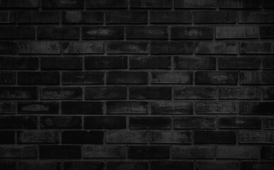 Abstract dark brick wall texture background pattern, Wall brick surface texture. Brickwork painted of black color interior decoration.