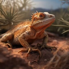 Fototapeta premium Bearded Dragon in natural habitat (generative AI)