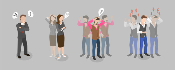 Obraz premium 3D Isometric Flat Vector Conceptual Illustration of Melancholy, Depressed or Frustrated People