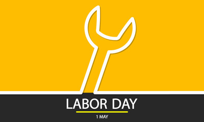 Labor day 1 may linear repair wrench, vector art illustration.
