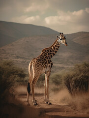 giraffe in the wild and in freedom. AI generated