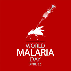 Malaria world day syringe and mosquito, vector art illustration.
