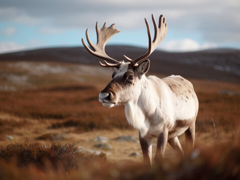 beautiful reindeer in the wild and in freedom. AI generated