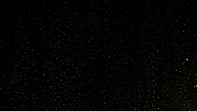 Heavy rain behind glass at night. A dark view with stomy rain behind city glass indoor. Generative AI