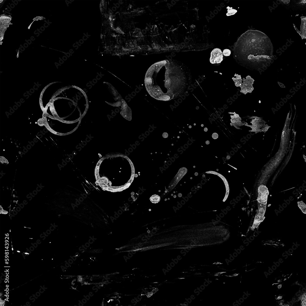 Fototapete seamless texture of coffee stains on black background for surface imperfections in computer graphics