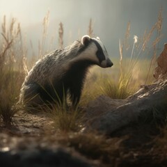 Badger in natural habitat (generative AI)