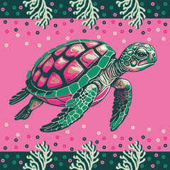 Sea turtle in pink 