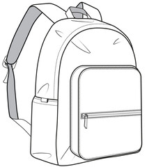 basic school bag flat sketch vector illustration plain backpack design technical cad drawing template