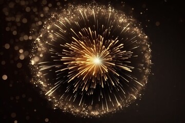 Glowing Golden Fireworks Show in the Night Sky - Generative AI