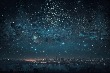 Starry Night Sky: A Constellation Wonderland - Generative AI - obrazy, fototapety, plakaty