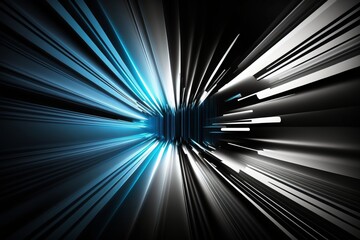 Dynamic Blue Light Stripes on Black Background - Generative AI
