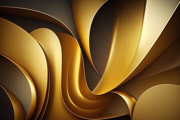 Abstract Golden Shapes and Lines Background - Generative AI