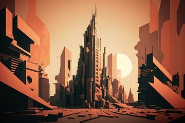 Abstract Cityscape: A View of Skyscrapers - Generative AI