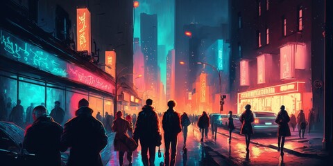 Nightlife in the City: A Vibrant and Edgy Urban Scene - Generative AI