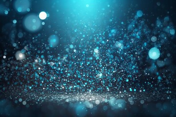 Fototapeta na wymiar Futuristic Blue Bokeh Particles Glitter Awards Dust Gradient Abstract Background - Generative AI