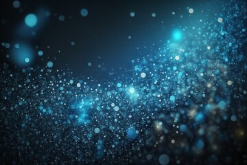 Obraz na płótnie Canvas Futuristic Blue Bokeh Glitter Particles in Space - Generative AI