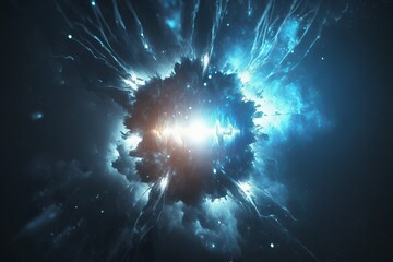Blue Flare Light Beam with Smoke and Dust Particle Effect Abstract Background 4K 3D
