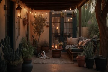 String Lights for a Cozy Outdoor Atmosphere - Generative AI