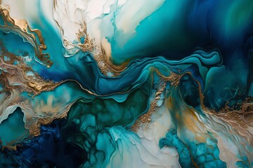 Free-Flowing Textures: A Natural Luxury Abstract Fluid Art Painting - Generative AI
