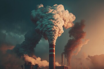 Industrial Factory Pollution and Climate Change: A Time-Lapse of Environmental Problems - Generative AI