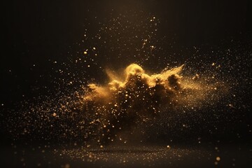 Fototapeta na wymiar Slow Motion Golden Glitter: A Universe of Gold Dust and Stars on Black Background - Generative AI