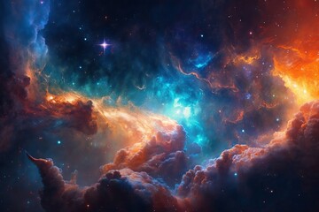 Fototapeta na wymiar Colorful Starry Night Sky Outer Space Background - Generative AI