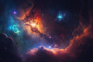 Colorful High Definition Starry Night Sky Outer Space Background Texture - Generative AI