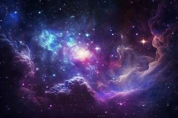 Obraz na płótnie Canvas Colorful Starry Night Sky Outer Space Background Texture - Generative AI