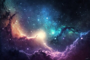 Colorful Starry Night Sky Outer Space Background - Generative AI