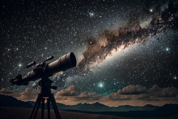 Modern Telescope Observing Impressive Cosmic Sky - Generative AI