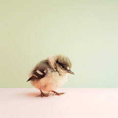Cute bird. Set of funny pet animals isolated on colorful background. Generative AI.