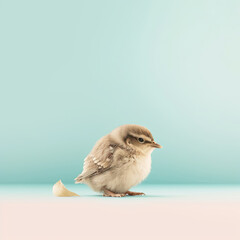 Cute bird. Set of funny pet animals isolated on colorful background. Generative AI.
