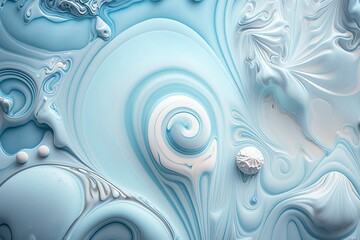 Pastel Blue Marble Surface Texture with Swirls and Shapes - Generative AI