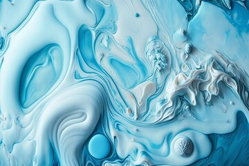Obraz premium Pastel Blue Marble Surface Texture with Swirls and Shapes - Generative AI