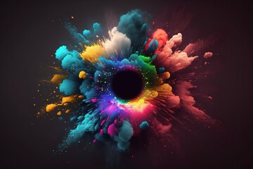 Vivid Explosion of Colorful Particles: A Modern Macro Shot - Generative AI